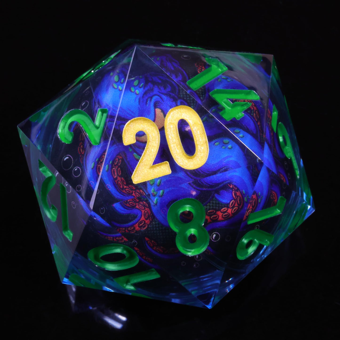 Mini Planet Handmade 50Mm Chonk Dnd Giant D20 Liquid Core Polyhedral Rpg Dice With Sharp Edges E18 Led Octopus