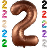 Giant, Coffee Brown 2 Balloon Number - 40 Inch, Brown 2 Birthday Balloon | 2Nd Birthday Decorations For Boy, Girls | Safari Theme Party Decorations | 2 Year Old Balloon For 2Nd Birthday Party Supplies