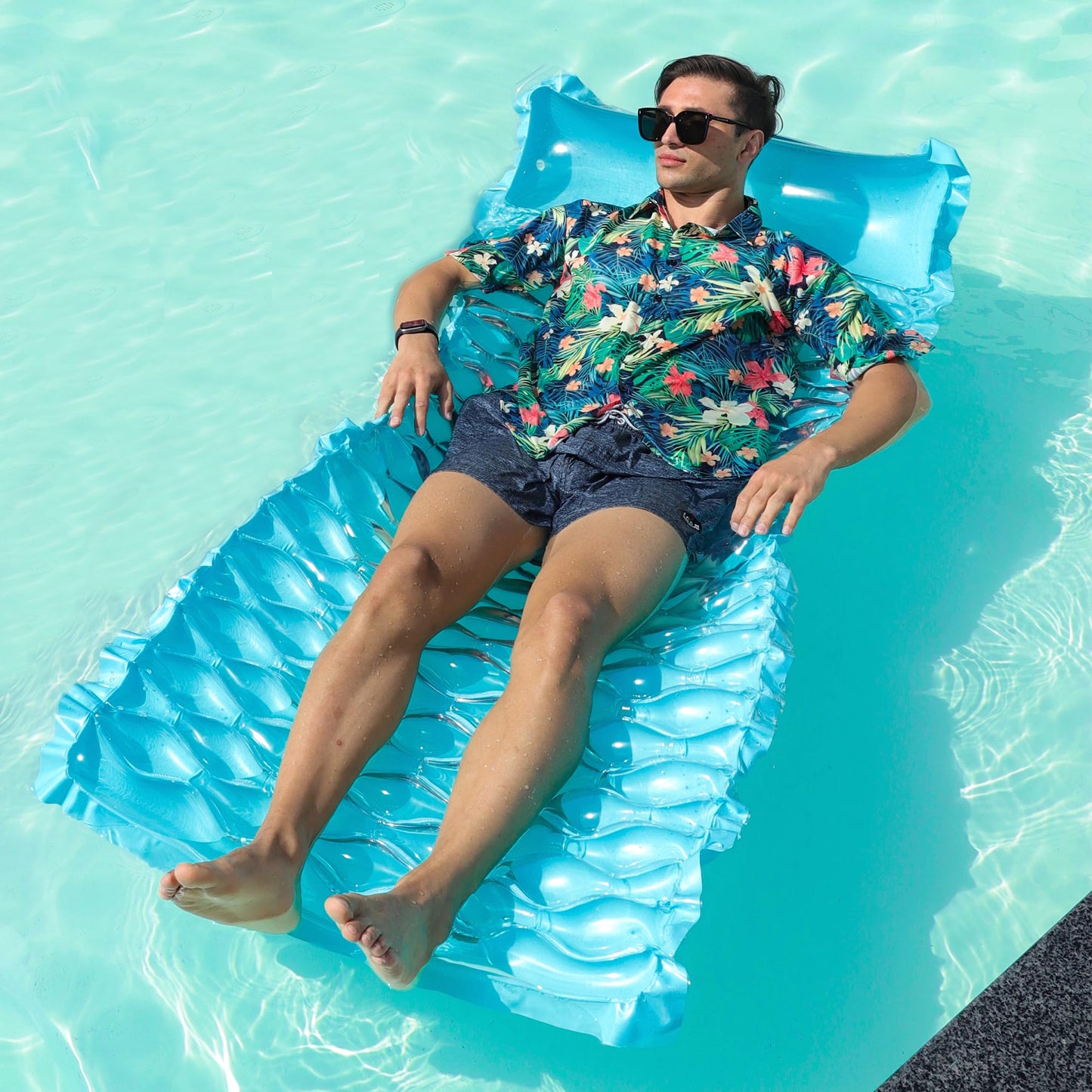 Parentswell 2 Pack Inflatable Pool Floats Adult, 71''X33'' Large Pool Raft Water Lounge Float With Headrest Floating Mat Swimmin
