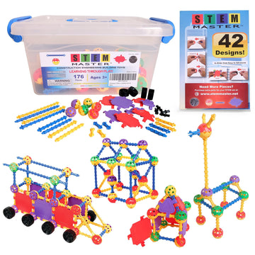 STEM Master Educational Building Blocks Kit, 176 Pieces, Multicolor - Perfect Easter Basket Stuffers for Kids Ages 4-8