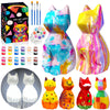 FUNZBO 2pcs Paint Your Own Cat Lamp - Arts and Crafts Supplies Kitten Painting Kits for Kids Teens Adults, DIY Night Light Toy f