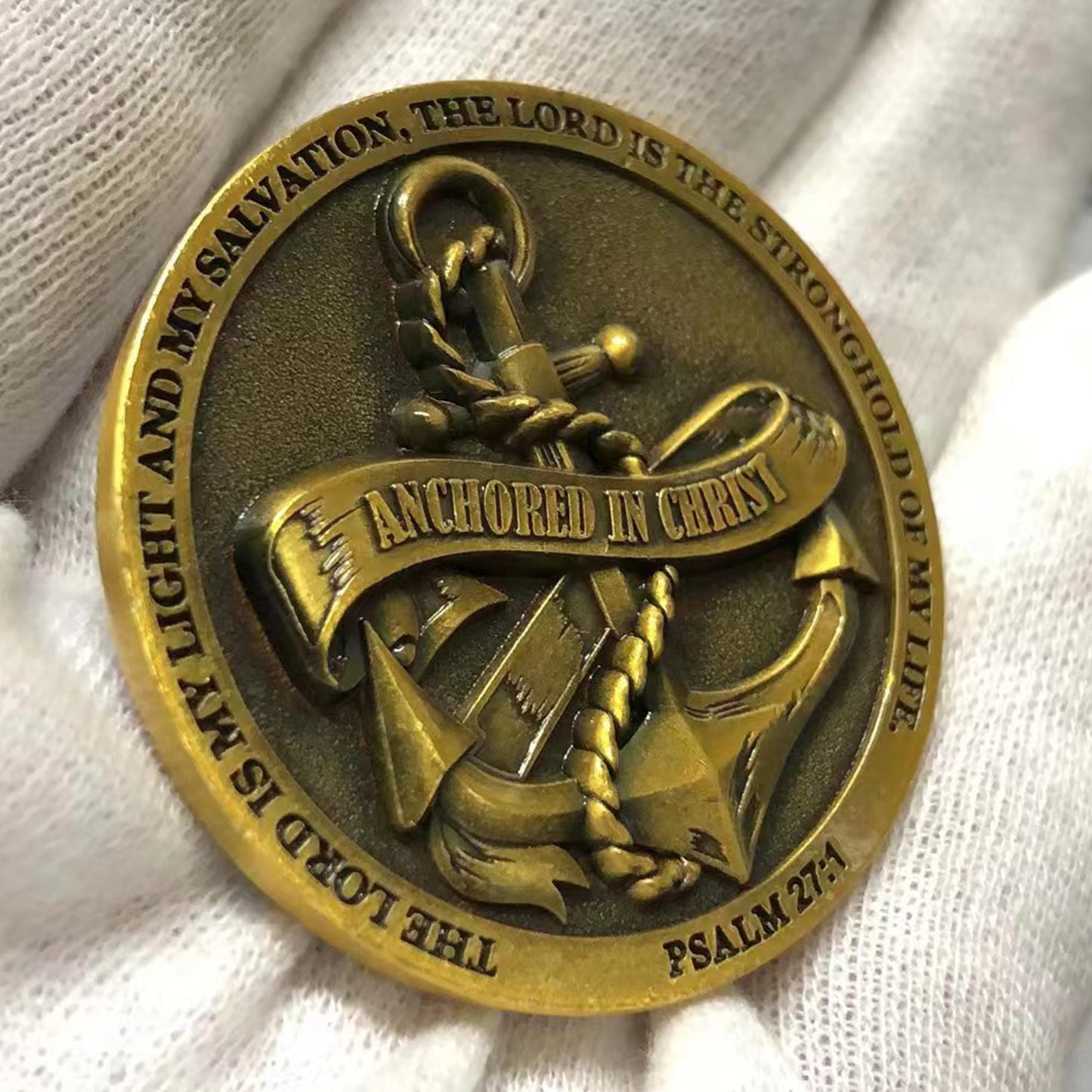 Anchored In Christ The Lord Is My Light And My Salvation Christian Challenge Coin Bible Verses Pocket Token Perfect As Graduatio