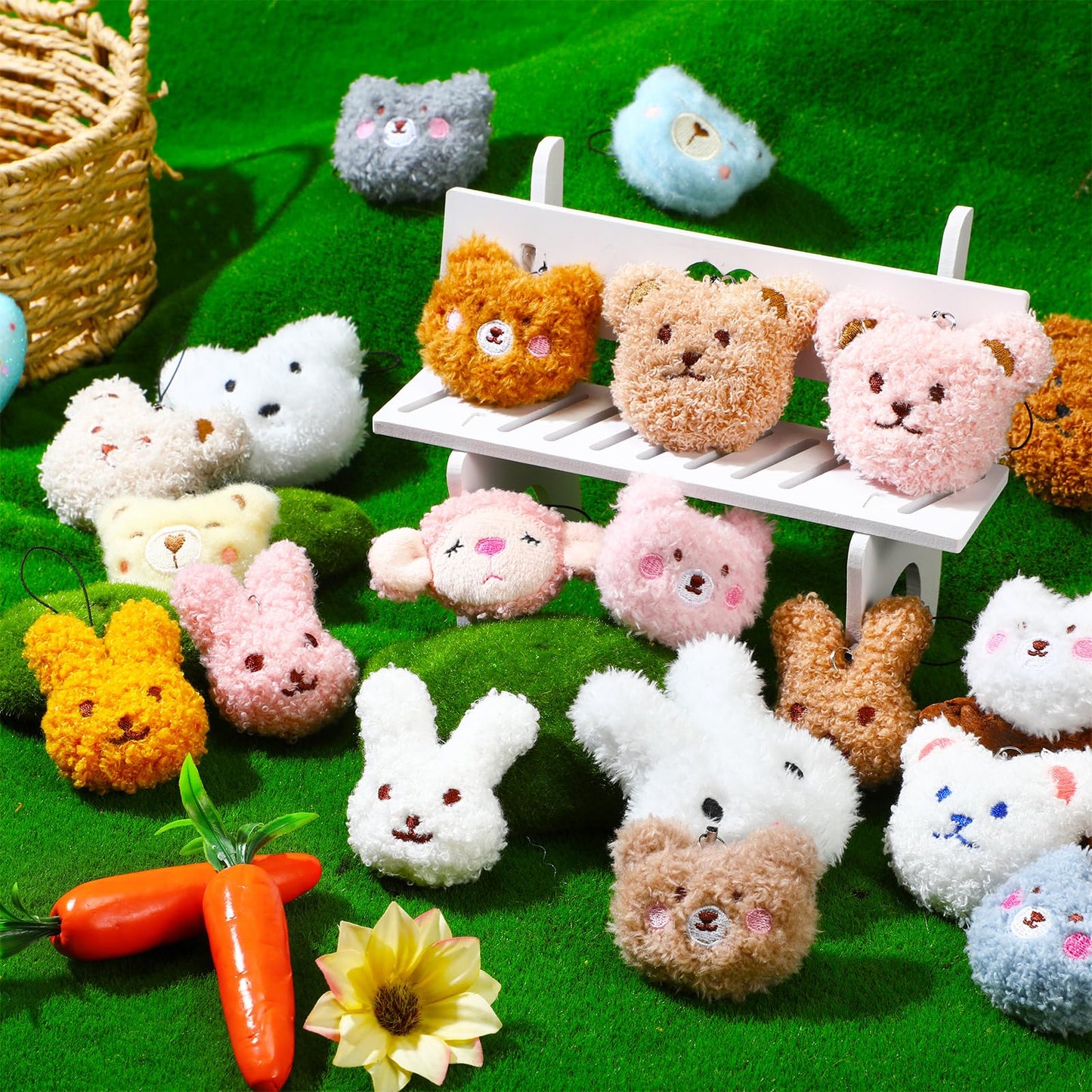 Libima 40 Pcs Mini Stuffed Animals Sea Animal Fruit Plush Keychain Set For Carnival Birthday Classroom Prizes Decoration For Clo