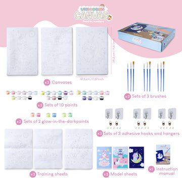 Bonnyco Paint By Numbers Kit For Kids Unicorns Pack 3 Canvas Paint By Number Canvas Framed Unicorn Gifts For Girls Arts And Crafts Kids Paint By Number Kits, Pre Drawn Canvas For Painting For Kids