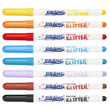 PRANG Decor Glitter Art Markers, Fine Tip, Washable, 8-Color Set (74008)
