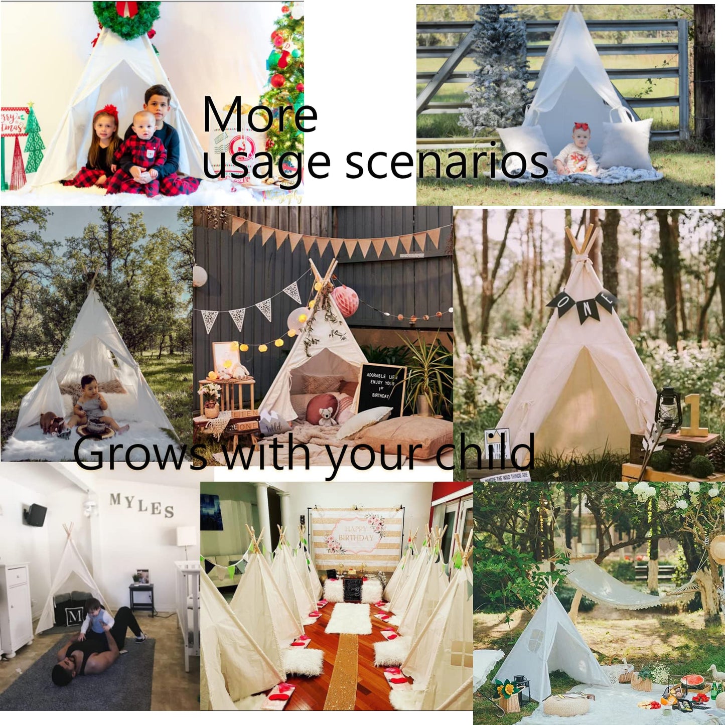 Rongfa Teepee Tent For Kids-Portable Children Play Tent Indoor Outdoor (White)