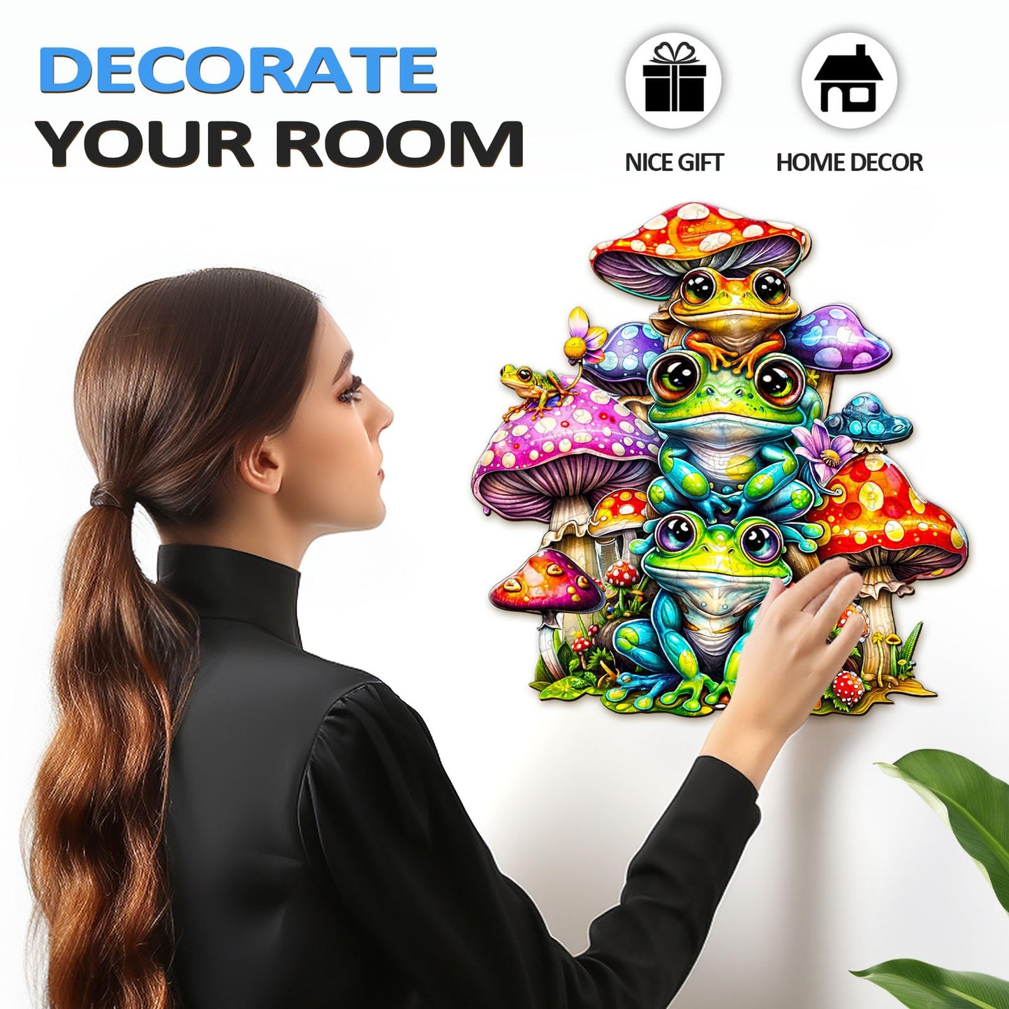 Woodbests Wooden Puzzle For Adults (260 Piece, Large, 13.3X12.8 Inches) Frog Family Puzzle Wood Puzzles Adult, Wooden Jigsaw Puzzles Unique Shape, Birthday Gifts For Adults And Kids Family Game