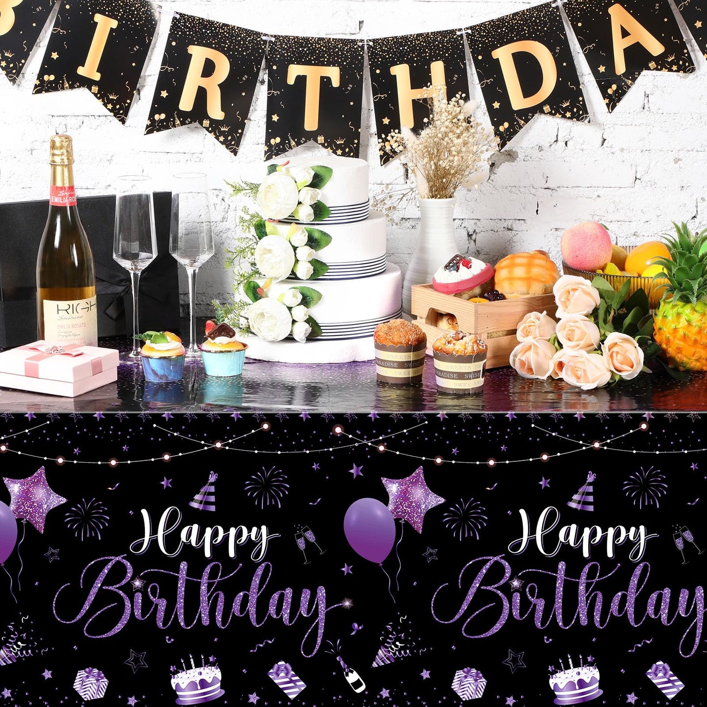 Tudomro 1 Pcs Happy Birthday Tablecloths Happy Birthday Decorations Plastic Table Cover Rectangular Cloths For Women Men Baby Sh
