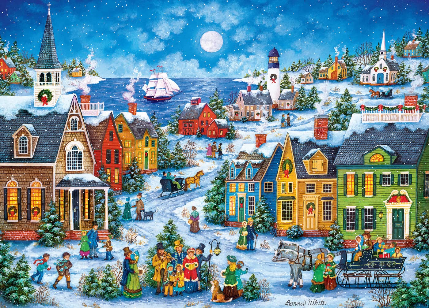 Masterpieces 1000 Piece Christmas Jigsaw Puzzle - Harbor Side Carolers - 19.25''X26.75''