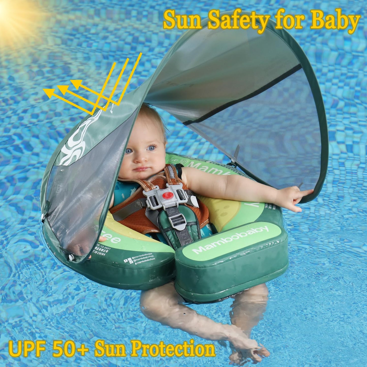 Upgread Mambobaby Baby Pool Float With Canopy Non-Inflatable Solid Upgrade Soft Waterproof Skin-Friendly Fabric Materialfor 3-24