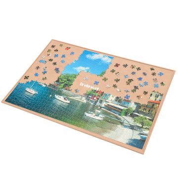 LAVIEVERT Portable Wooden Jigsaw Puzzle Board - Non-Slip Surface for Up to 1000 Pieces - Khaki Puzzle Storage Solution
