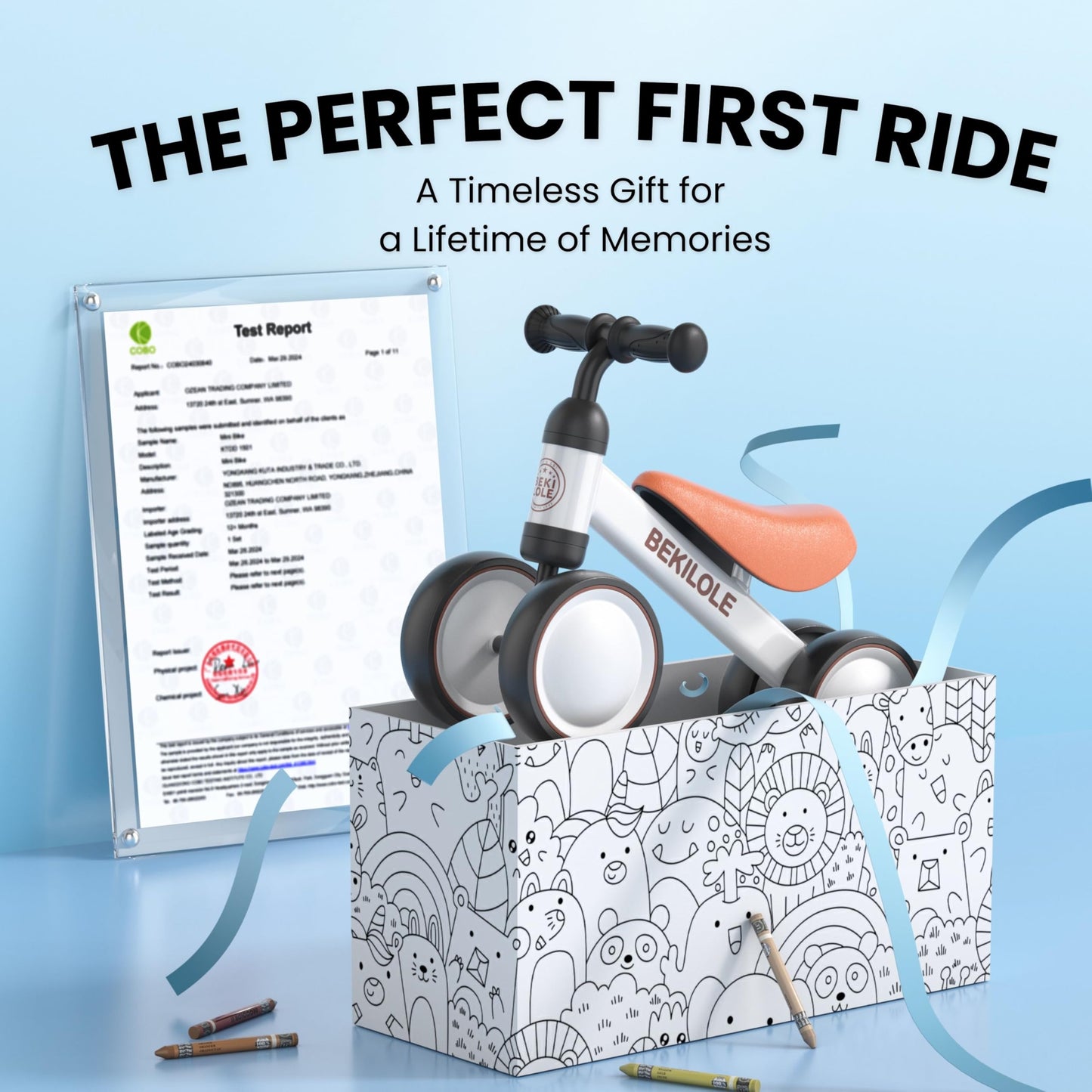Bekilole Balance Bike Toys For 1 Year Old Boy Gifts, 12-24 Month Toddler Balance Bike, No Pedal 4 Silence Wheels&Soft Seat First Riding On Toys, One Year Old Boy Birthday Gifts, White & Brown