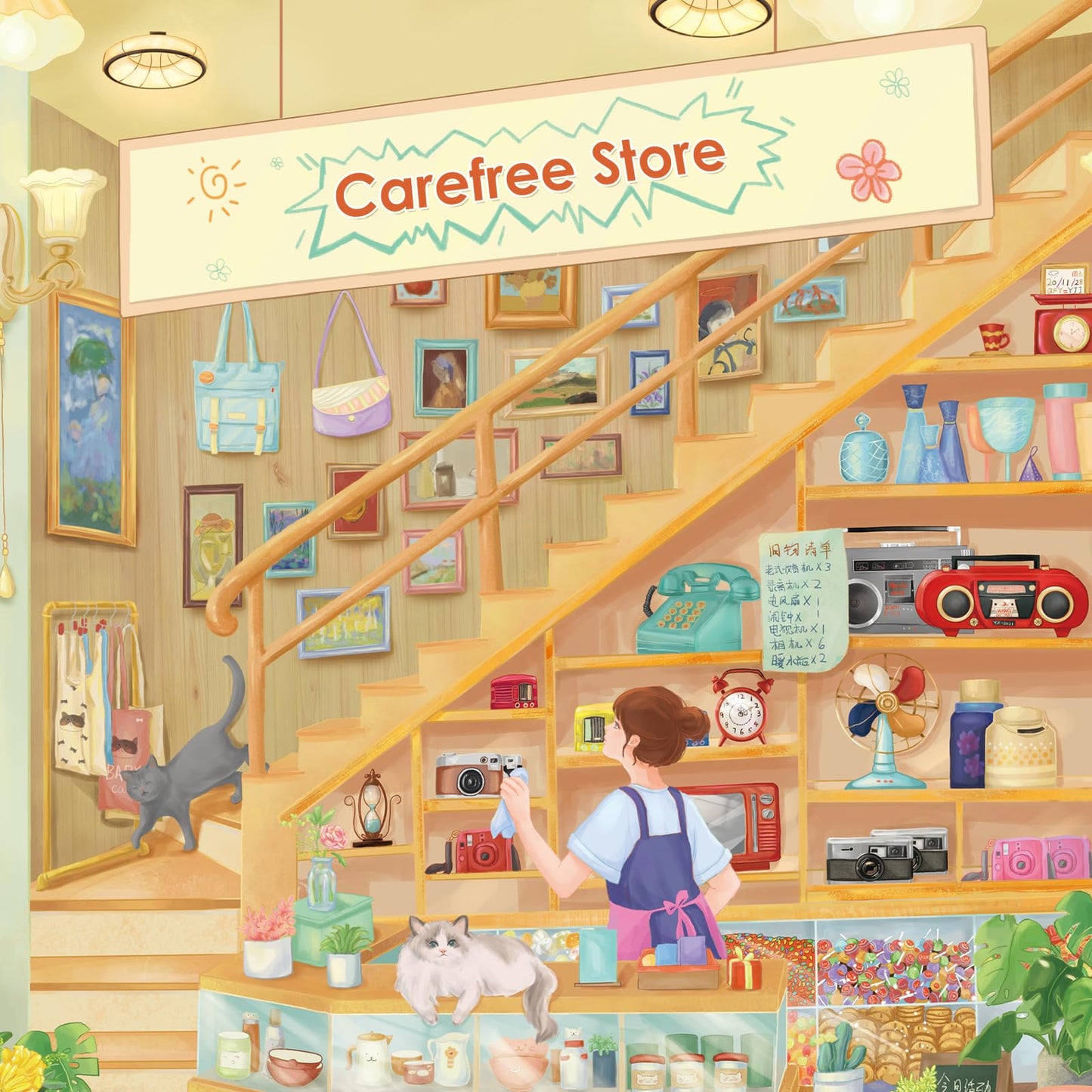 Puzzles For Adults 1000 Pieces, Momibook Jigsaw Puzzles Of Carefree Store, Painting Image 75X50Cm(29.5''X19.7'') Toys & Game Puz