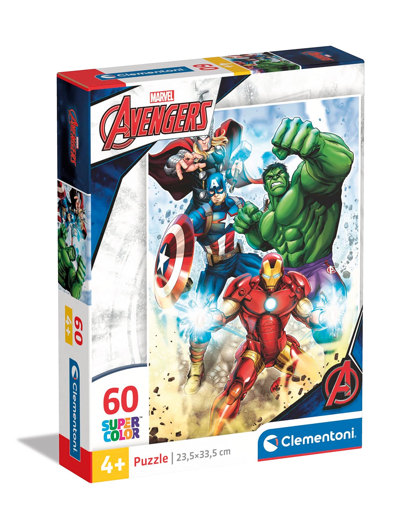 Clementoni - 26193 - Supercolor Puzzle - Marvel Avengers - 60 Pieces, Jigsaw Puzzle for Kids Age 5, Puzzle Cartoon, Made in Ital