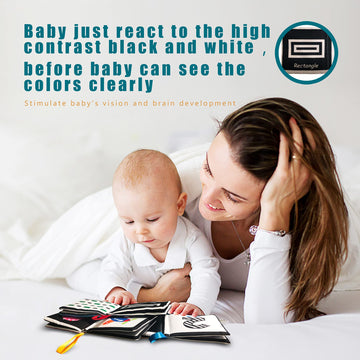 Aminfun Soft Cloth Baby Book Toy,Black White Fabric Baby Learning Book(Pack Of 4),Touch And Feel Crinkle Sound,Early Educational