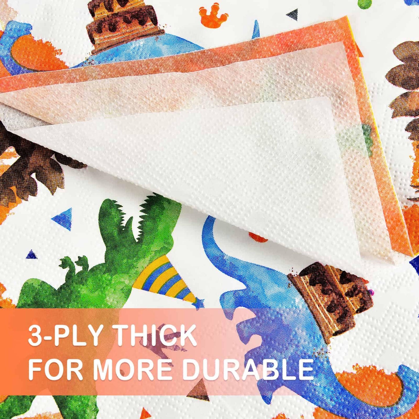 Wernnsai Dinosaur Birthday Decorations - 50 Pack Dinosaur Paper Napkins Dinosaur Theme Party Supplies 3-Ply Disposable Dino Dinner Napkins For Kids Boys Birthday 6.5 X 6.5 Inches