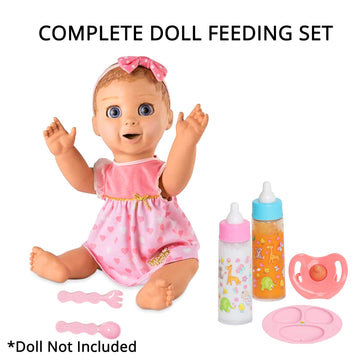 Fash N Kolor,My Sweet Baby Disappearing Doll Feeding Set - Doll Feeding Set | Set Includes 2 Bottles, Doll Diapers, Diaper Bag, Blanket And 2 Pacifier (8 Pc Set)
