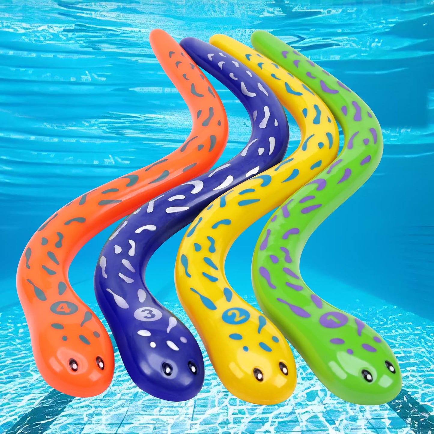 4Pcs Pool Diving Toys For Kids - Eels Snake Diving Toys Underwater Swimming Pool Accessories, Swimming Pool Games For Kids Adult