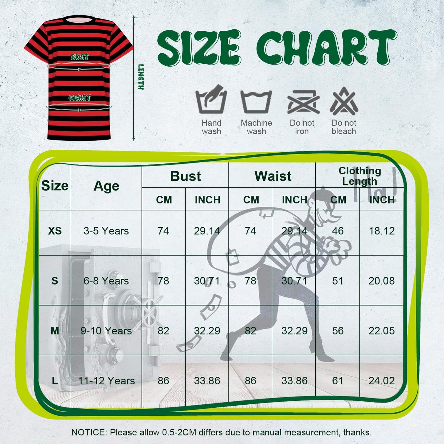 Prebene Pugsley Addams Shirt, Boys Striped T Shirt, Kid'S Halloween Costumes, Mime, Bank Robber T-Shirts Black Red