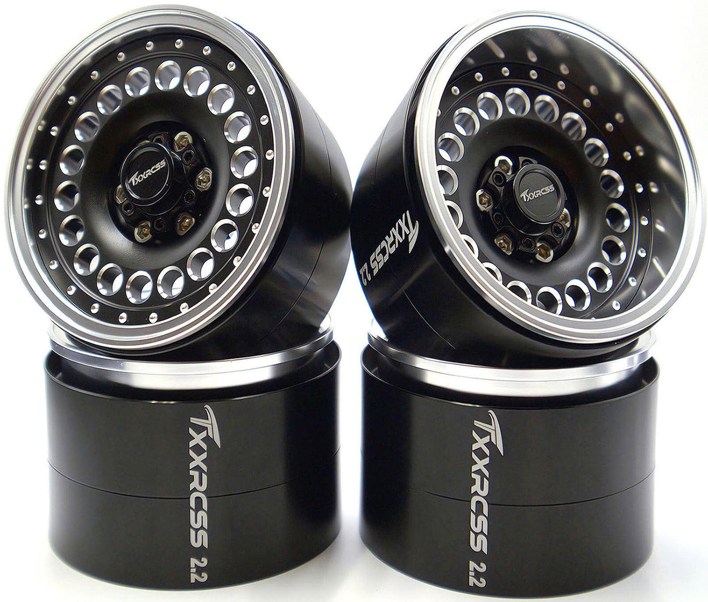 Txxrcss Adjustable 2 Offsets RC 2.2 Beadlock Wheels Rims Hub 1/10 Crawle Car Wheel Aluminum Upgrades for Remote Control SCX10 Ca