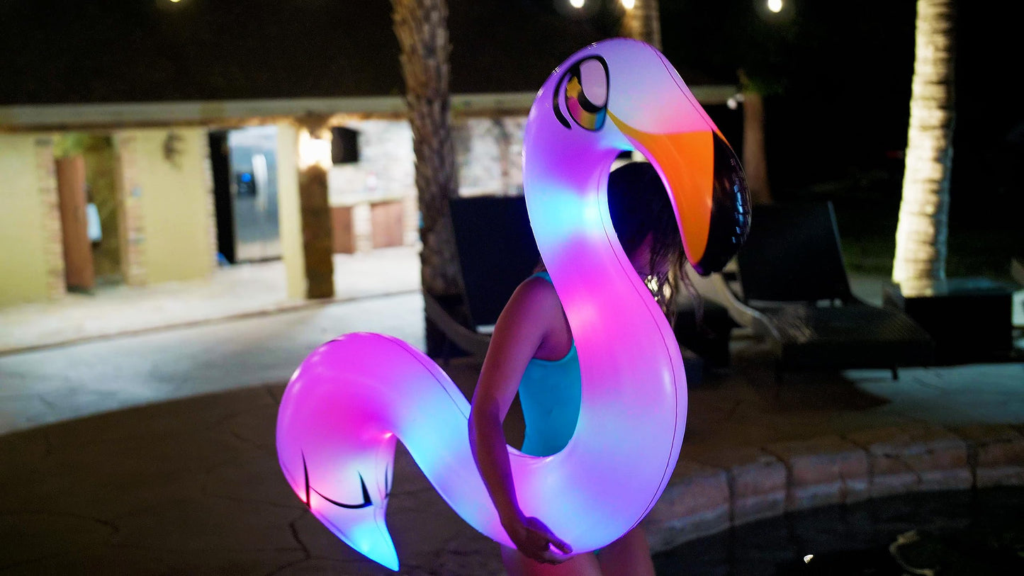 PoolCandy Inflatable Animal Swim Noodles (LED Flamingo)