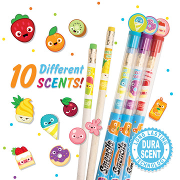 Scentco Smencils Gourmet Scented Graphite HB #2 Pencils, 10 Count, Made from Recycled Newspapers, Original Color