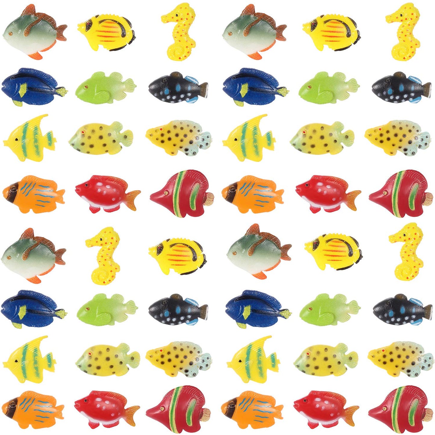Boao 48 Pcs Plastic Fish Toys Small Tropical Fish Figure Play Set Sea Animals Bath Toys Tropical Party Favors Assorted Ocean Cre