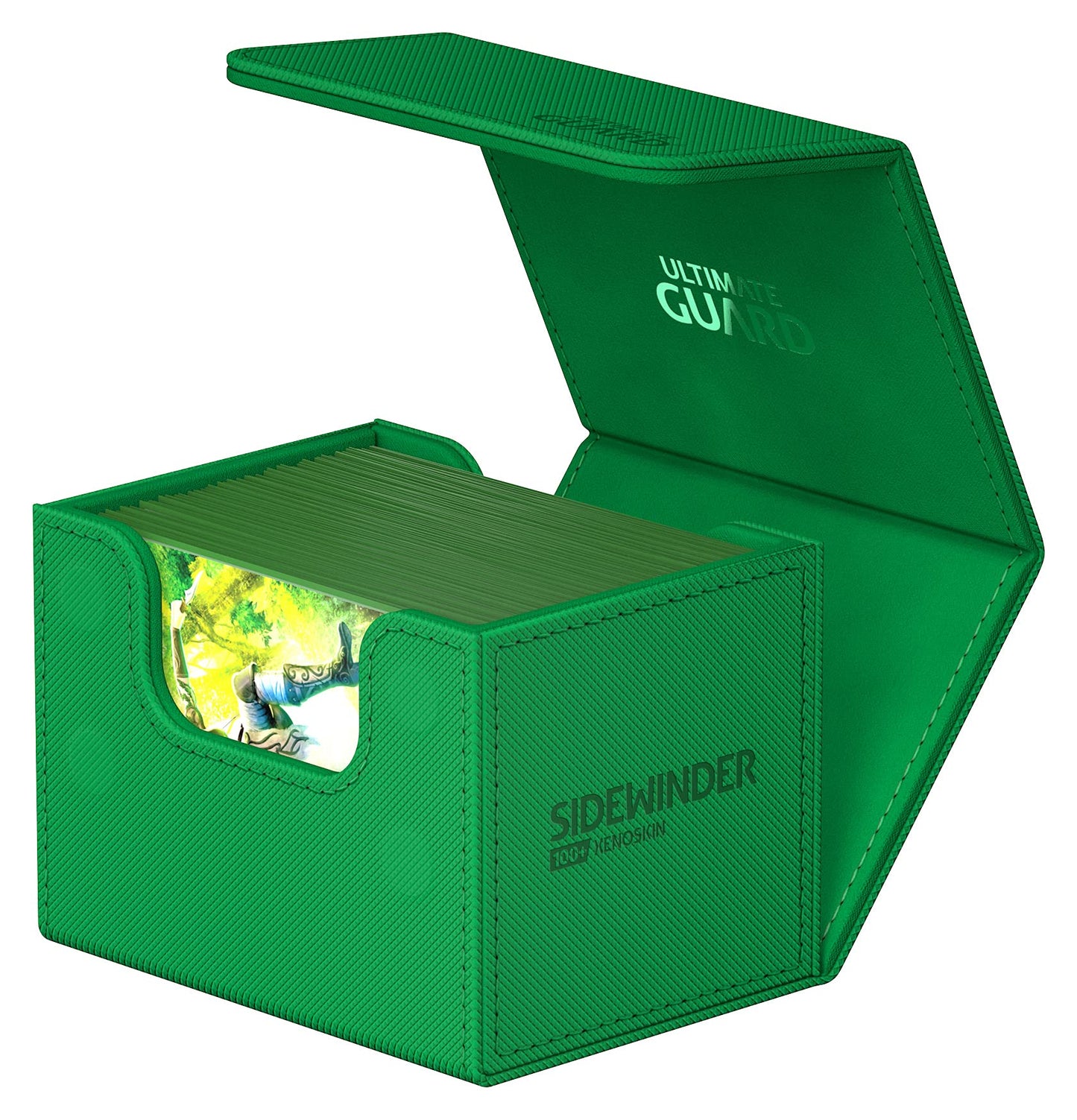 Ultimate Guard Sidewinder 100+, Deck Box For 100 Double-Sleeved Tcg Cards, Green, Magnetic Closure & Microfiber Inner Lining For Secure Storage