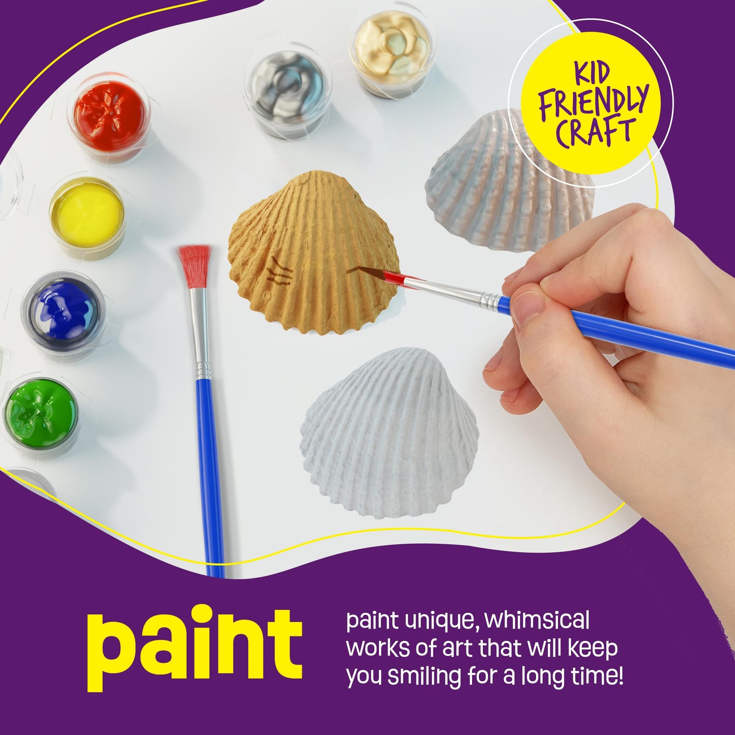 Dan&Darci Kids Sea Shell Painting Kit - Arts & Crafts Gifts For Boys And Girls - Easter Craft Activities Kits - Creative Art Activity Gift Toys For Age 6, 7, 8, 9, 10, 11 & 12 Year Old 8-12