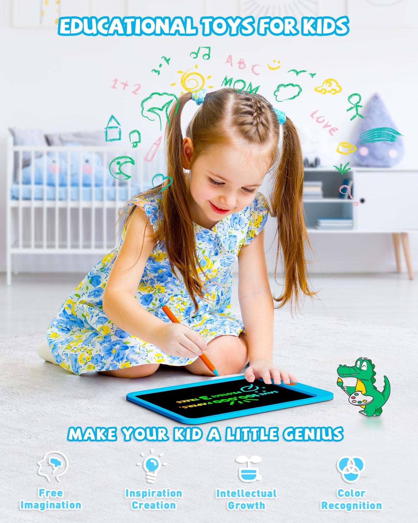 Kokodi Lcd Writing Tablet For Kids 10 Inch, Kids Toys For 3 4 5 6 7 8 Years Old Boys And Girls, Colorful Doodle Board, Gift For Toddler Age 3-12 Years, Memo Board, Drawing Pad With Pen