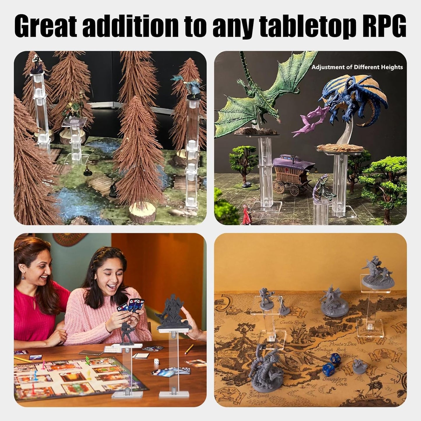 Kalami 2 Sets Flying Miniatures Magnetic Combat Riser For Dnd With 2'' Base, 3D Single Flyer Riser For Ttrpgs And Board Games