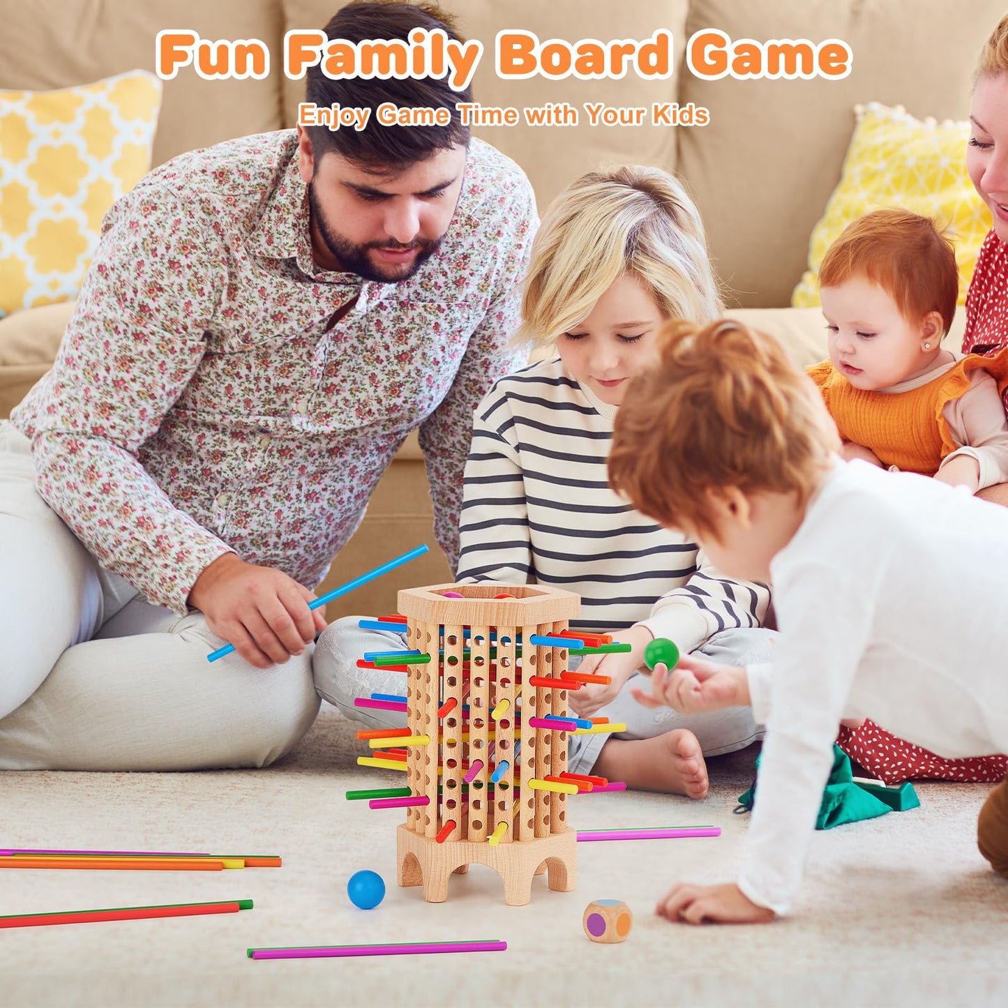 Montessori Game Wooden Board Games For Kids 4-6-8-12, 36 Colorful Stick Math Educational Toys Dice Games For 3 4 5 6 Year Olds,