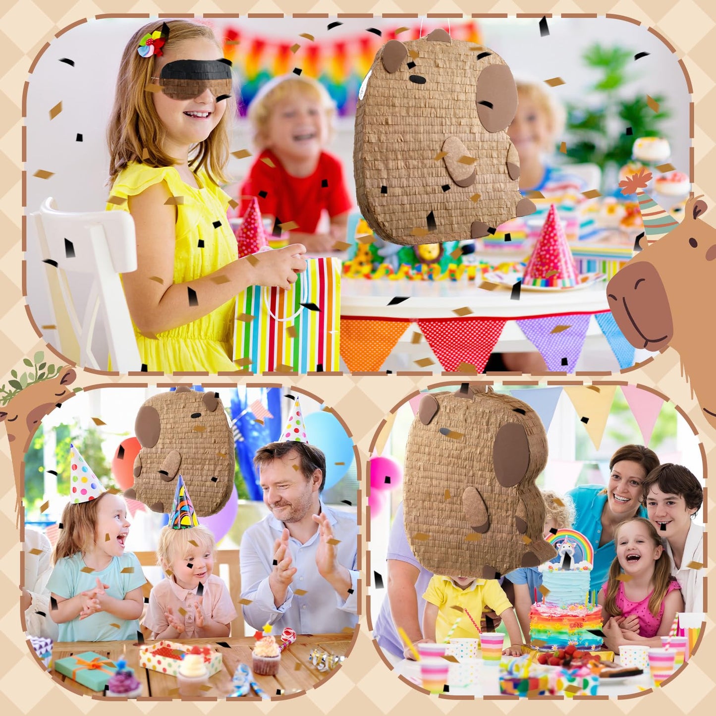 Seenelling Capybara Piñata - Brown Fiesta Party Decor, Holiday Photo Prop, Model QAR-Seenelling-3438