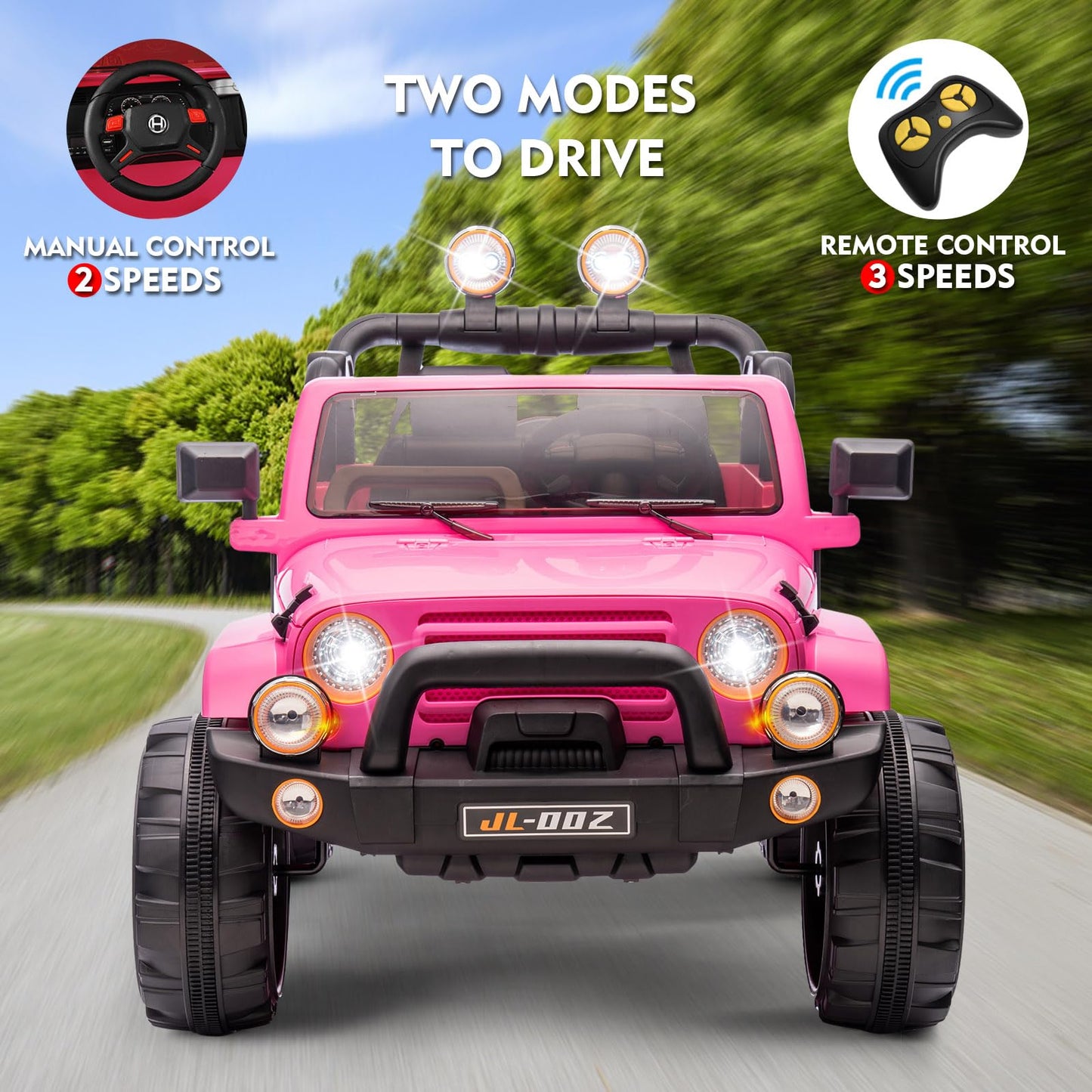 2-Seater Ride On Truck And Car Cover, 12V7Ah Children'S Electric Car W/Parental Remote Control, Music, Led Lights, Spring Suspension, Pink