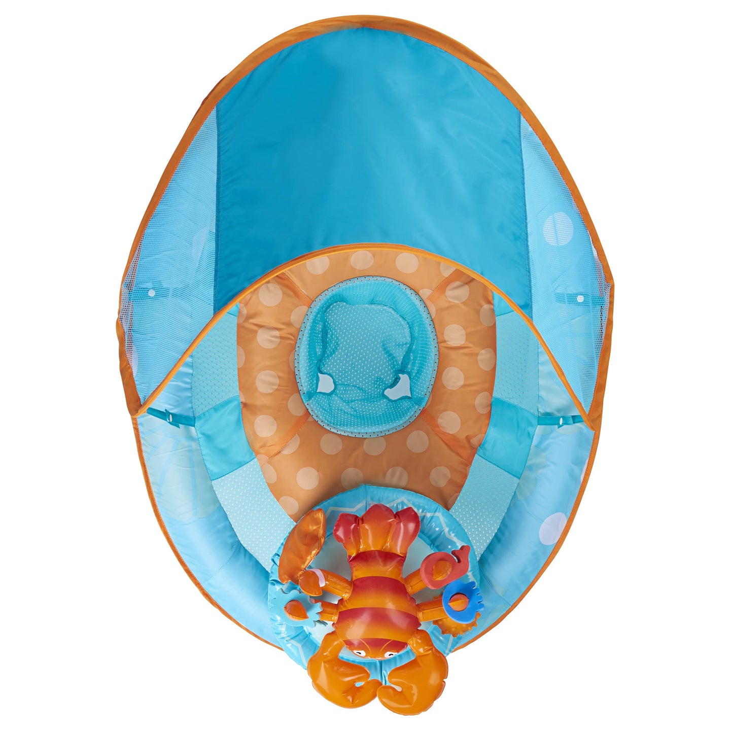 Swimways Baby Spring Float Activity Center With Canopy - Blue/Orange Lobster
