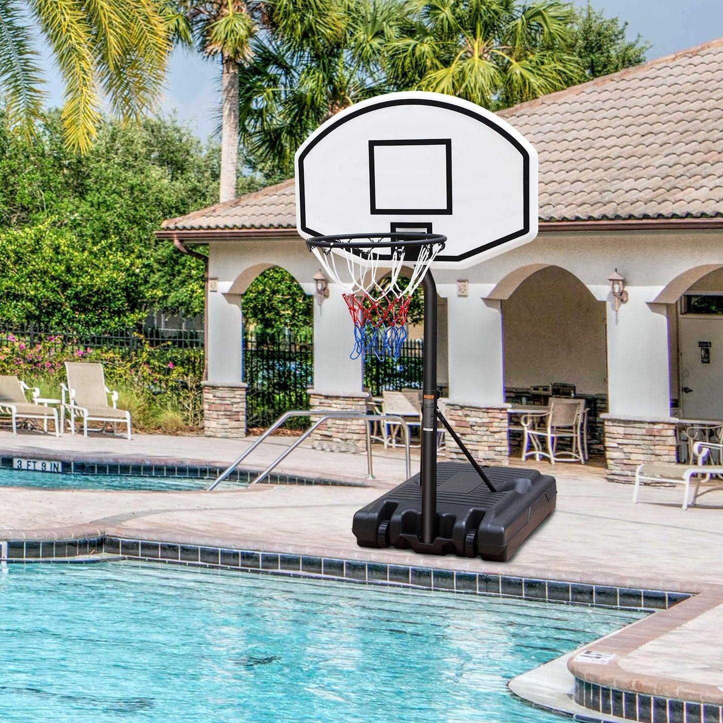 Generic Poolside Basketball Hoop with Height Adjustable 37''''-56'''' Swimming Pool Basketball System with 36'''' x 24'''' Backb