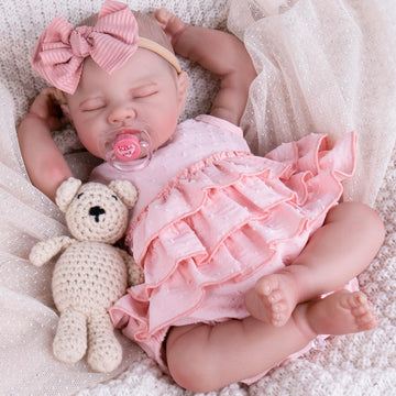 Aori Reborn Doll - Realistic 20 Inch Sleeping Newborn Baby Girl, Soft Vinyl, Pink, Poseable Limbs, Feeding Set