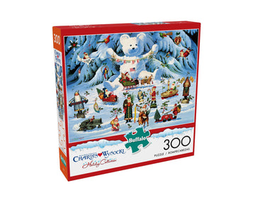 Buffalo Games - Holiday Collection - Charles Wysocki - Jingle Bell Teddy And Friends - 300 Large Piece Jigsaw Puzzle