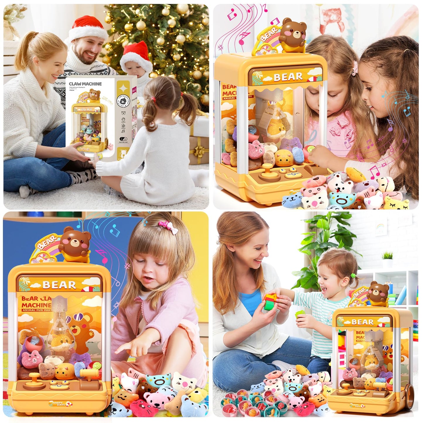 Aiqi Bear Kids Claw Machine, Mini Candy Vending Grabber, Prize Dispenser Toys For Girls And Boys, Electronic Claw Game Machine F
