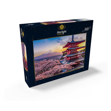 MyPuzzle Beautiful View of Mount Fuji and Chureito Pagoda at Sunset - enhanced 500 Piece Jigsaw Puzzle for mature-themeds