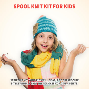 Spicebox Beginners Spool Knitting Kit For Kids, Make Your Own Animals, Spool Yarn Knit Set, Diy Arts And Crafts, Children'S Creative Activity, 19 Projects