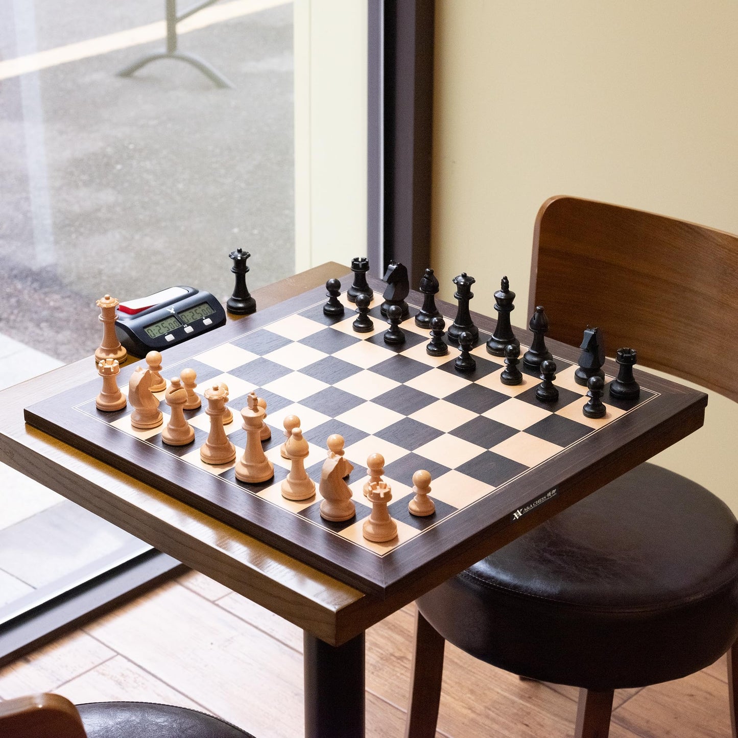 A&A 18.875'' Professional Wooden Tournament Chess Board/African Palisander & Maple Inlaid / 2.0'' Squares W/O Notation