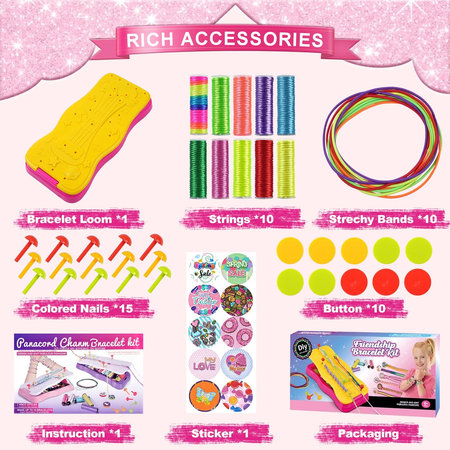 Gaitel Friendship Bracelet Kit for Girls - Arts and Crafts Toy and Birthday Gift for 6 7 8 9 10 11 12 Year Old Kids, DIY Craft S