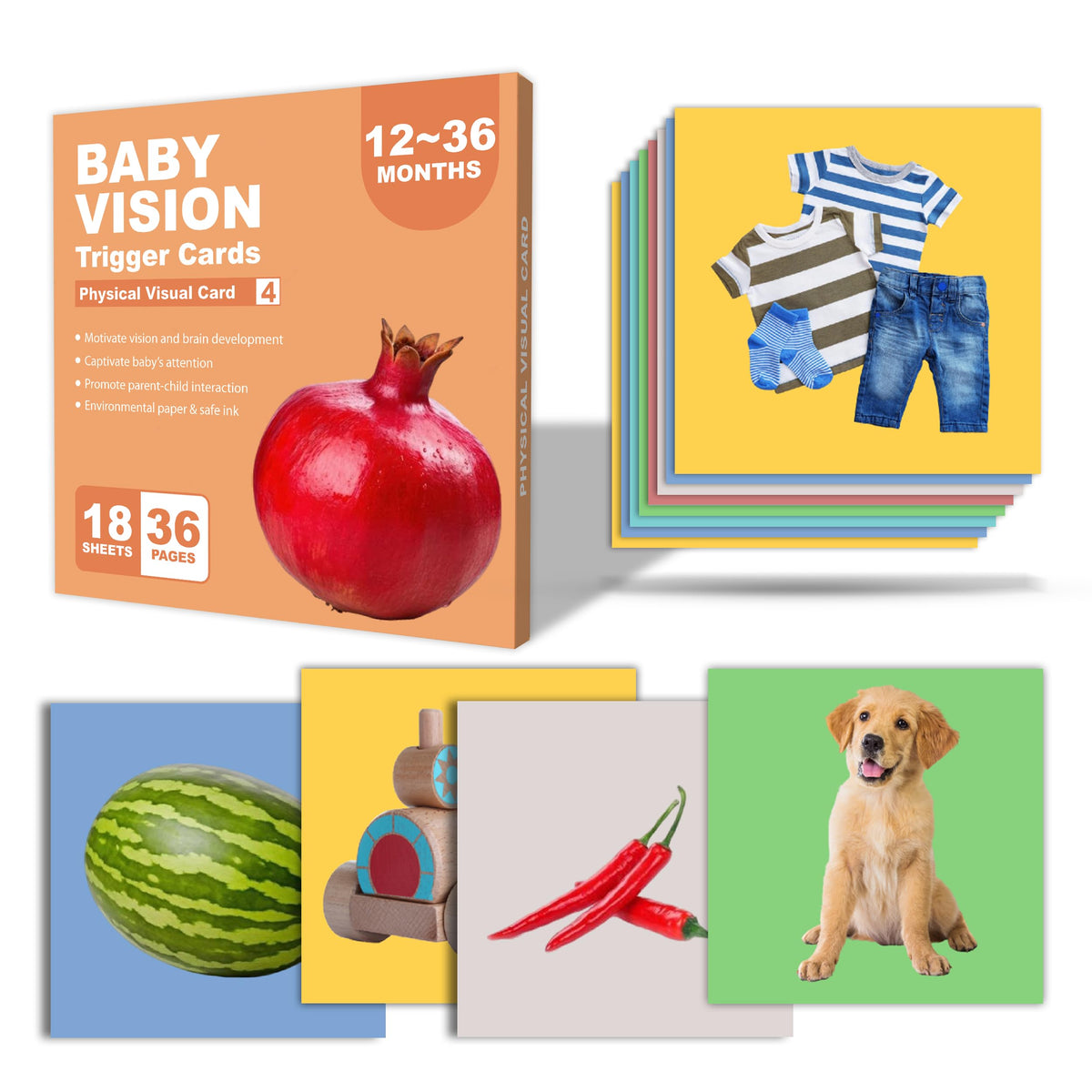 FUNBIZZ Baby Vision Flash Cards 1236 Months | 36 Real Image Learning Cards | Toddler Educational Flash Cards for Vocabulary, Ob