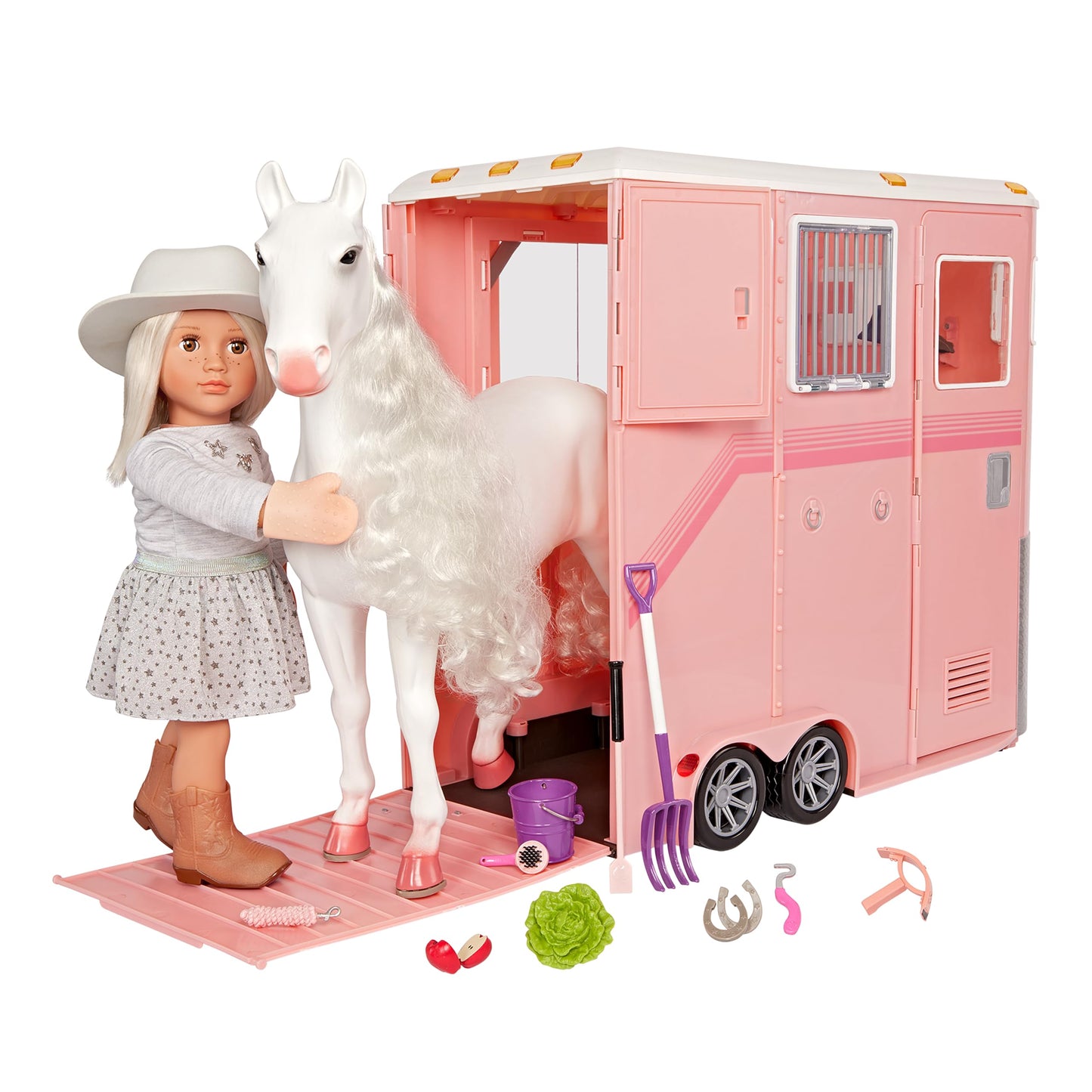 Our Generation By Battat- Mane Attraction- Horse, Equestrian Trailer For 18' Dolls & 20' Horses- For Age 3 Years & Up