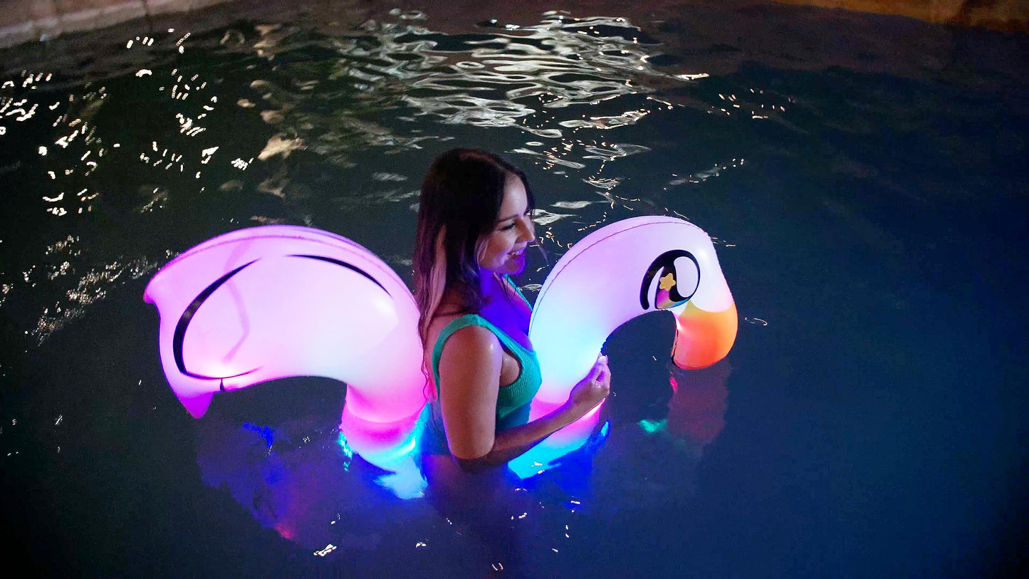 PoolCandy Inflatable Animal Swim Noodles (LED Flamingo)