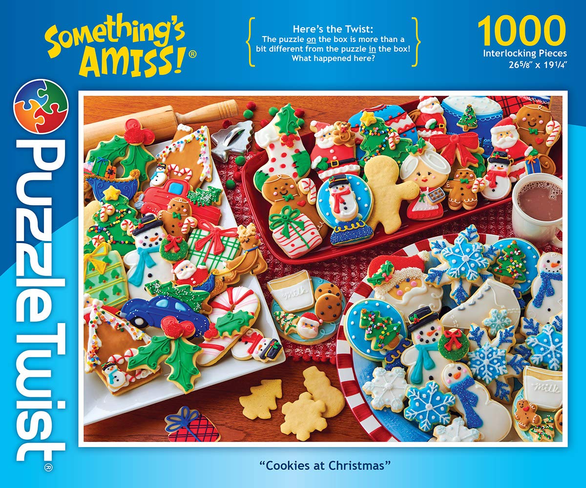 PuzzleTwist - Cookies at Christmas - 1000 Piece Jigsaw Puzzle, Somethings Amiss! Series, Unique Challenging Fun for Adults Famil