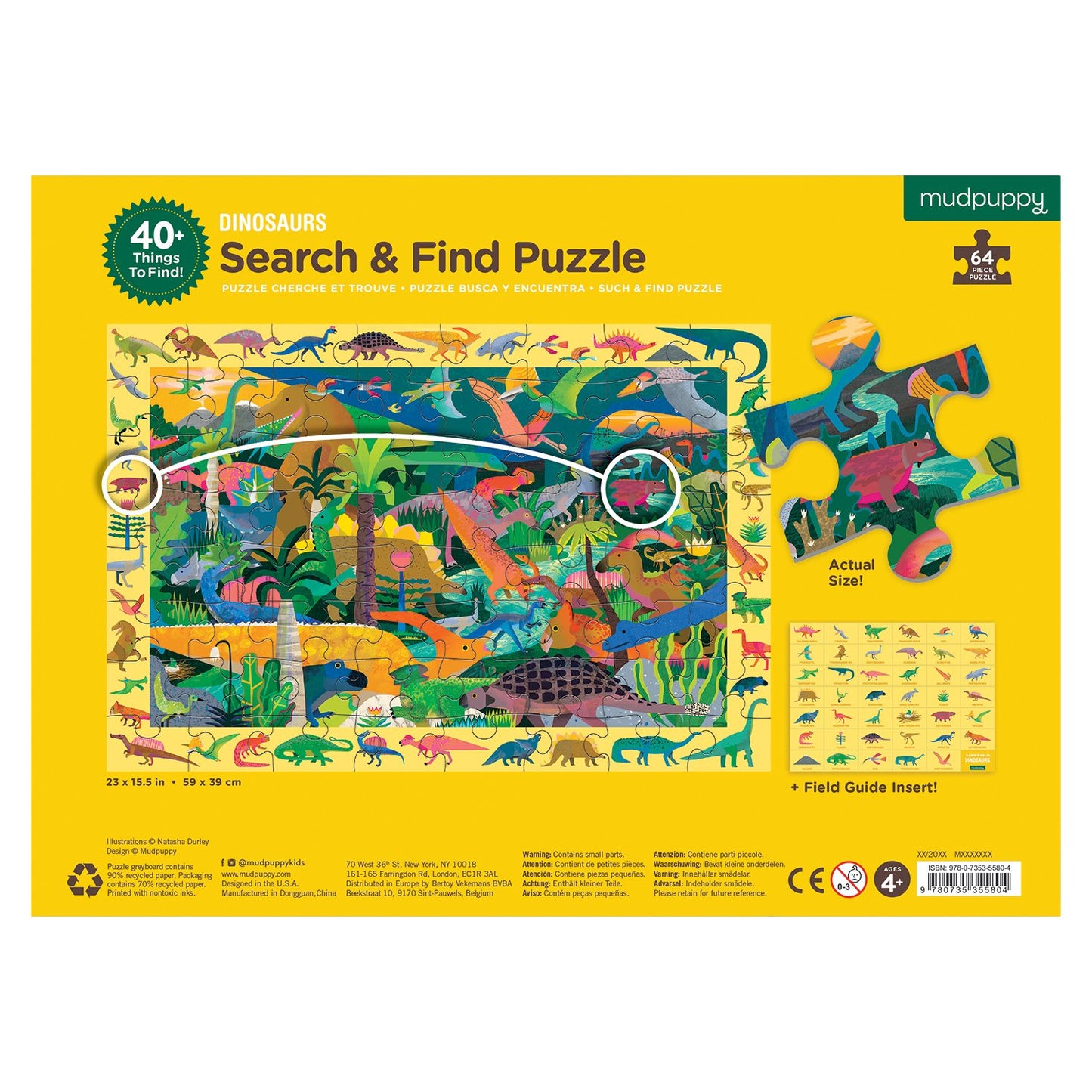 Mudpuppy Dinosaurs - 64 Piece Search & Find Puzzle Jigsaw Puzzle Featuring Diverse Prehistoric Animals And Over 40 Hidden Images