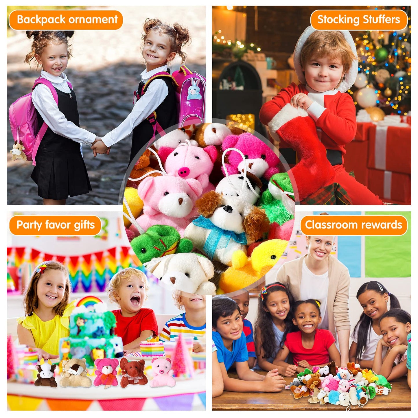 HyDren 200 Pcs Mini Stuffed Animals Bulk for Kids Tiny Critter Animals Plush for Easter Egg Fillers Basket Stuffers Birthday Par