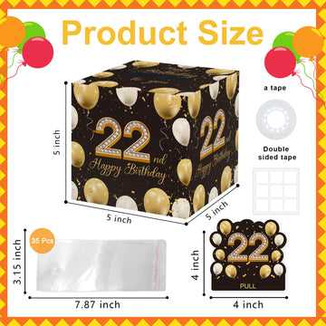22Nd Birthday Gifts For Boys Girls, 22Nd Birthday Surprise Gift Box, Happy Birthday Money Gift Boxes For Cash, 22Nd Birthday Par